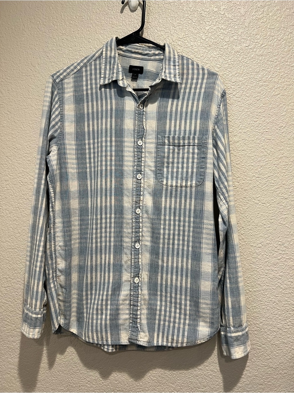 J Crew Cotton Blue Plaid Button Up, S